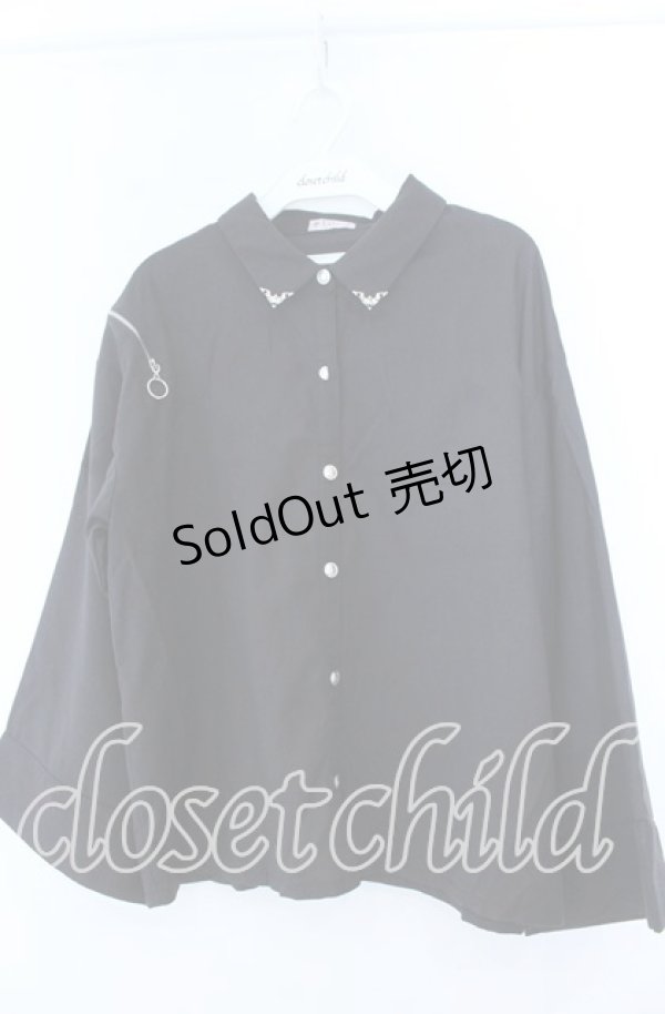 画像1: axes femme / ショルダージップビッグシャツ  クロ O-25-11-07-045-AX-BL-IG-OS (1)