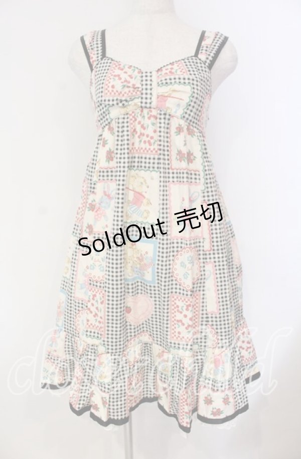 画像1: Emily Temple cute / ギンガムハンカチノースリーブワンピース  クロ系 O-25-11-08-024-ET-OP-IG-OS (1)