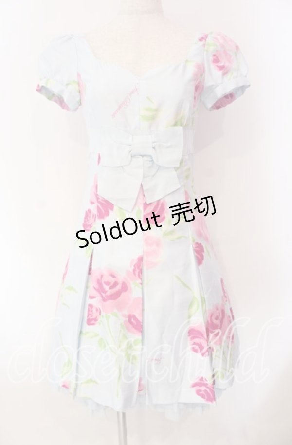 画像1: JESUS DIAMANTE / 小悪魔ワンピース 38 プリンセスJAPONローズ柄 サックス O-25-11-08-026-JE-OP-IG-OS (1)