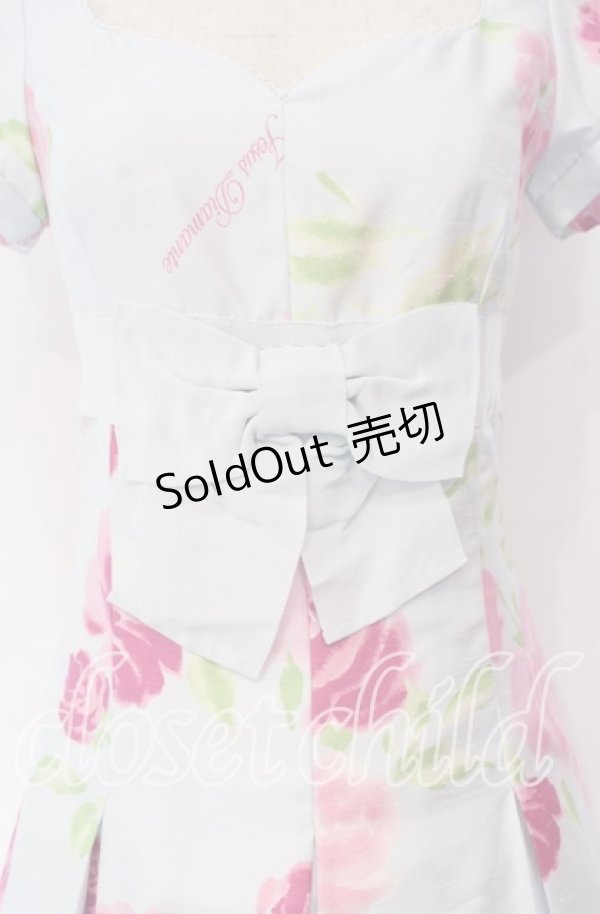 画像2: JESUS DIAMANTE / 小悪魔ワンピース 38 プリンセスJAPONローズ柄 サックス O-25-11-08-026-JE-OP-IG-OS (2)