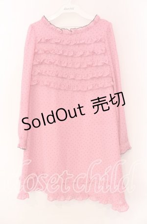 画像: MILK / ドットフリルワンピース  ピンク×クロ O-25-11-08-034-ML-OP-IG-OS