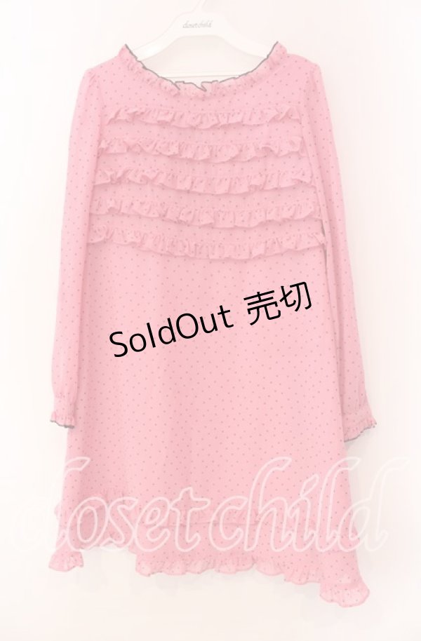 画像1: MILK / ドットフリルワンピース  ピンク×クロ O-25-11-08-034-ML-OP-IG-OS (1)