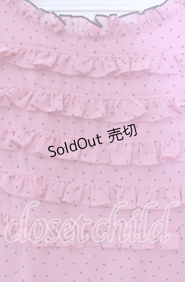 画像2: MILK / ドットフリルワンピース  ピンク×クロ O-25-11-08-034-ML-OP-IG-OS (2)
