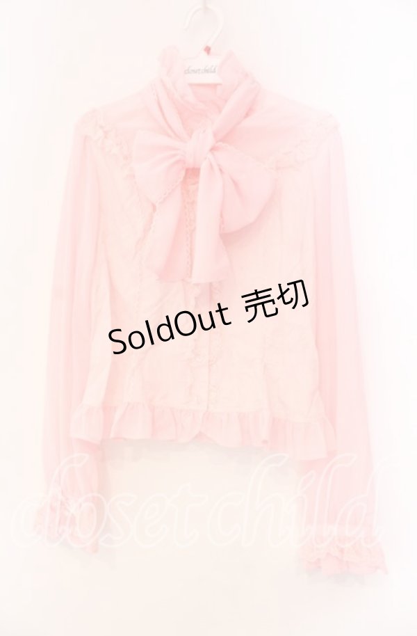 画像1: Angelic Pretty / ジョーゼット切替クラシカル立ち襟ブラウス  ピンク O-25-11-08-036-AP-BL-IG-OS (1)