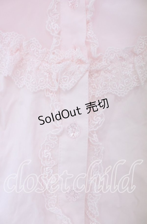 画像2: Angelic Pretty / ジョーゼット切替クラシカル立ち襟ブラウス  ピンク O-25-11-08-036-AP-BL-IG-OS (2)