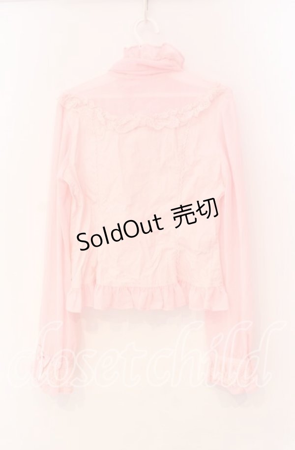画像4: Angelic Pretty / ジョーゼット切替クラシカル立ち襟ブラウス  ピンク O-25-11-08-036-AP-BL-IG-OS (4)