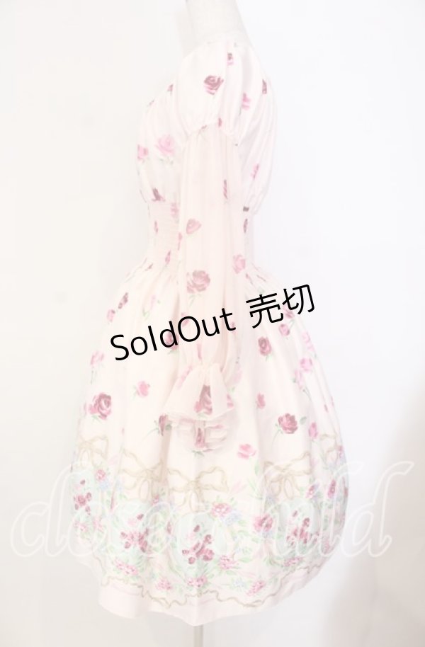 画像4: JESUS DIAMANTE / スペシャルバルーンスリーブワンピ 40 オーナメントリボン柄 ピンク O-25-11-08-004-JE-OP-IG-OS (4)