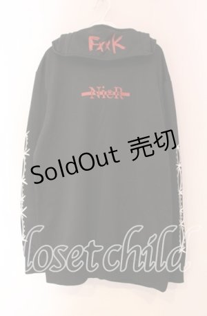 画像: 【SALE】NieR CLOTHING / フード付き裏起毛トップス  ブラック×レッド O-25-11-08-047-PU-TO-IG-ZT401