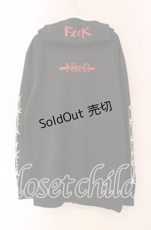 画像1: 【SALE】NieR CLOTHING / フード付き裏起毛トップス  ブラック×レッド O-25-11-08-047-PU-TO-IG-ZT401 (1)