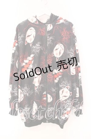 画像: 【SALE】ACDC RAG / Pヒガンバナ ZIPパーカー  ブラック O-25-11-08-049-PU-TO-IG-ZT401