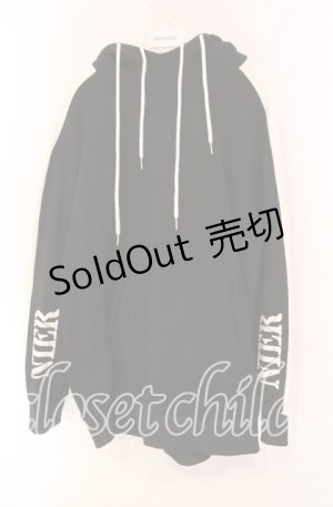 画像: 【SALE】NieR CLOTHING / レイヤードフードパーカー  ブラック×ホワイト O-25-11-08-050-PU-TO-IG-ZT385