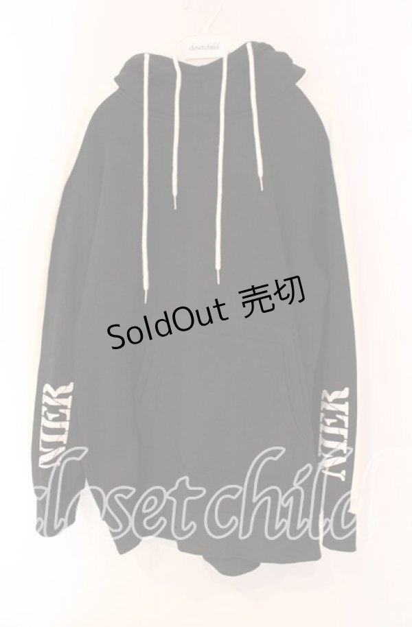 画像1: 【SALE】NieR CLOTHING / レイヤードフードパーカー  ブラック×ホワイト O-25-11-08-050-PU-TO-IG-ZT385 (1)