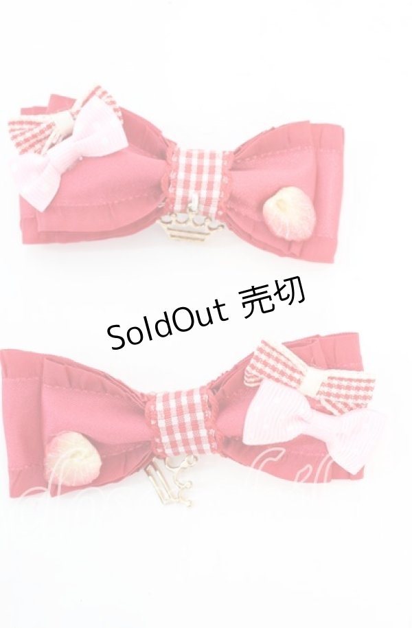 画像1: 【SALE】MERCI MEL / いちごリボンクリップ  アカ O-25-11-08-1052-LO-AC-OW-ZT422-F001 (1)