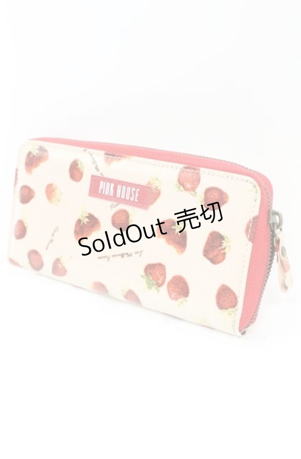 画像1: 【SALE】PINK HOUSE / ストロベリー柄長財布BOOK 財布単品  ピンク O-25-11-08-1016-LO-ZA-IG-ZT422 (1)