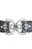 画像1: axes femme / 立体バラ×蝶ゴムベルト  クロ×シルバー O-25-11-08-1019-AX-ZA-IG-ZT422-F001 (1)