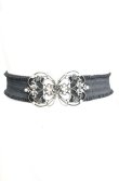 画像2: axes femme / 立体バラ×蝶ゴムベルト  クロ×シルバー O-25-11-08-1019-AX-ZA-IG-ZT422-F001 (2)