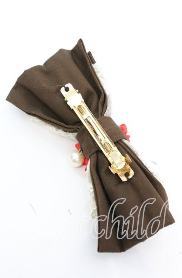 画像2: Amavel / 花付リボンバレッタ  ブラウン O-25-11-08-1020-CA-AC-IG-ZT168-F001 (2)