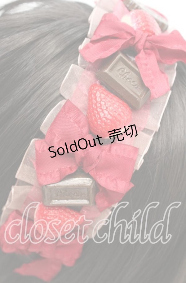 画像2: A drop / イチゴチョコカチューシャ  ワイン系 O-25-11-08-1026-LO-AC-OW-OS (2)