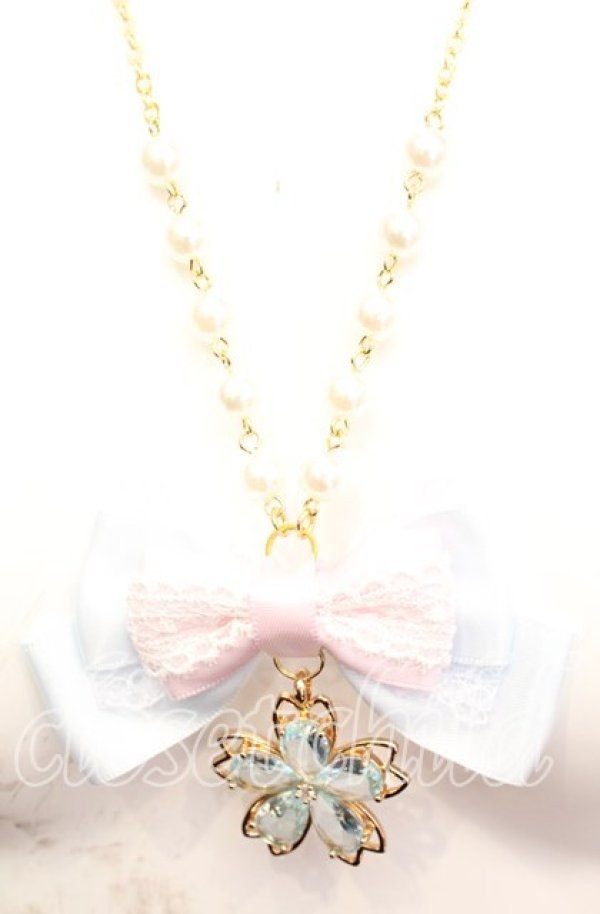 画像1: Amalia / さくらモチーフネックレス  サックス O-25-11-08-1030-LO-AC-OW-ZT422-F002 (1)