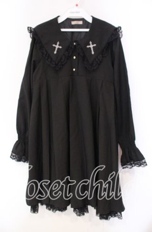 画像: Amavel / RosaryレースフリルAラインワンピース  クロ O-25-11-08-051-CA-OP-IG-OS