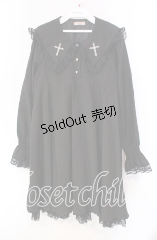 画像1: Amavel / RosaryレースフリルAラインワンピース  クロ O-25-11-08-051-CA-OP-IG-OS (1)