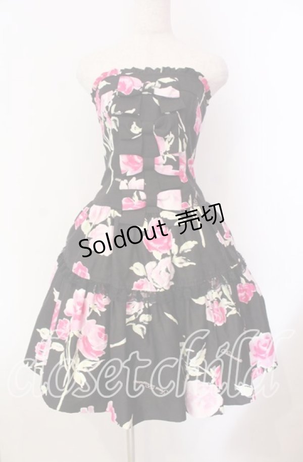 画像1: JESUS DIAMANTE / アントワーヌベアワンピ 38 ぼかし薔薇 クロ O-25-11-08-008-JE-OP-IG-OS (1)