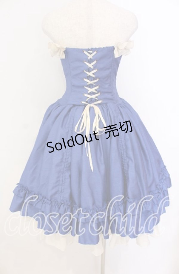 画像4: ATELIER PIERROT / 薔薇レースバッスルコルセットワンピース  ブルー×アイボリー O-25-11-08-001-EL-OP-IG-OS (4)