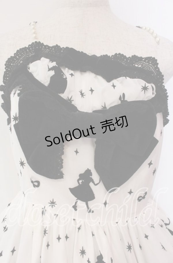 画像2: BABY,THE STARS SHINE BRIGHT / Alice and the Looking Glass of Time柄 ジャンパースカート  シロ×クロ O-25-11-08-012-BA-OP-IG-OS (2)