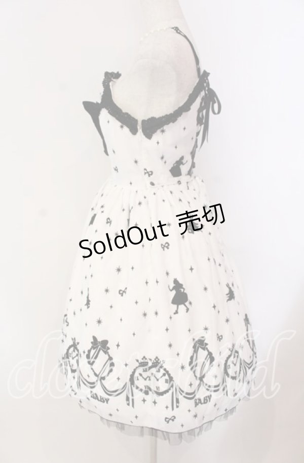 画像4: BABY,THE STARS SHINE BRIGHT / Alice and the Looking Glass of Time柄 ジャンパースカート  シロ×クロ O-25-11-08-012-BA-OP-IG-OS (4)