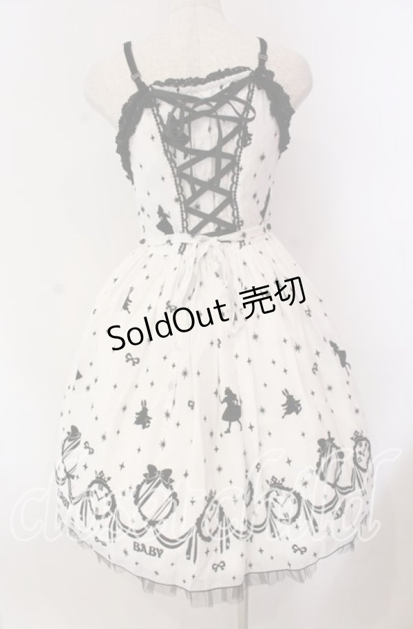 画像5: BABY,THE STARS SHINE BRIGHT / Alice and the Looking Glass of Time柄 ジャンパースカート  シロ×クロ O-25-11-08-012-BA-OP-IG-OS (5)