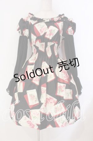 画像: JESUS DIAMANTE / スペシャルバルーンスリーブワンピ 40 Newトランプ薔薇 クロ O-25-11-08-013-JE-OP-IG-OS