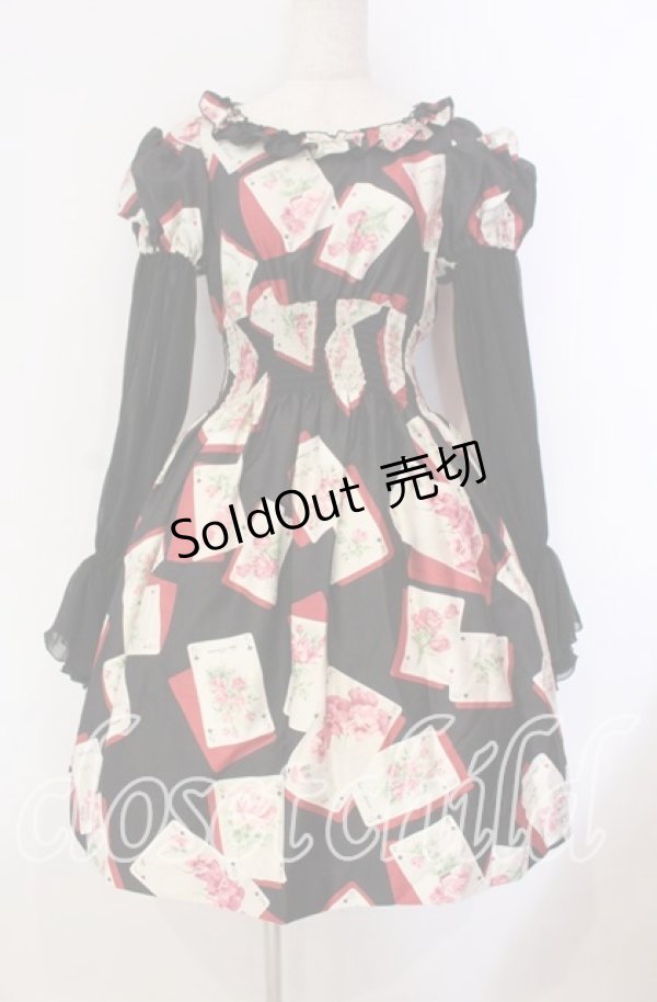 画像1: JESUS DIAMANTE / スペシャルバルーンスリーブワンピ 40 Newトランプ薔薇 クロ O-25-11-08-013-JE-OP-IG-OS (1)