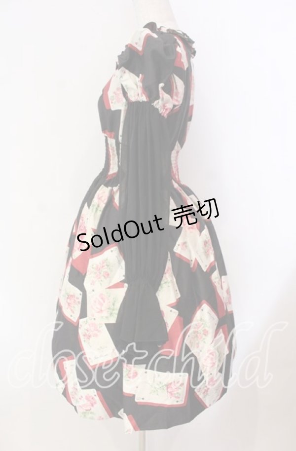 画像3: JESUS DIAMANTE / スペシャルバルーンスリーブワンピ 40 Newトランプ薔薇 クロ O-25-11-08-013-JE-OP-IG-OS (3)