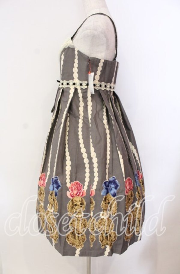 画像4: Emily Temple cute / パール＆プードルハイウエストノースリーブワンピース  グレー O-25-11-08-014-ET-OP-IG-ZT259 (4)