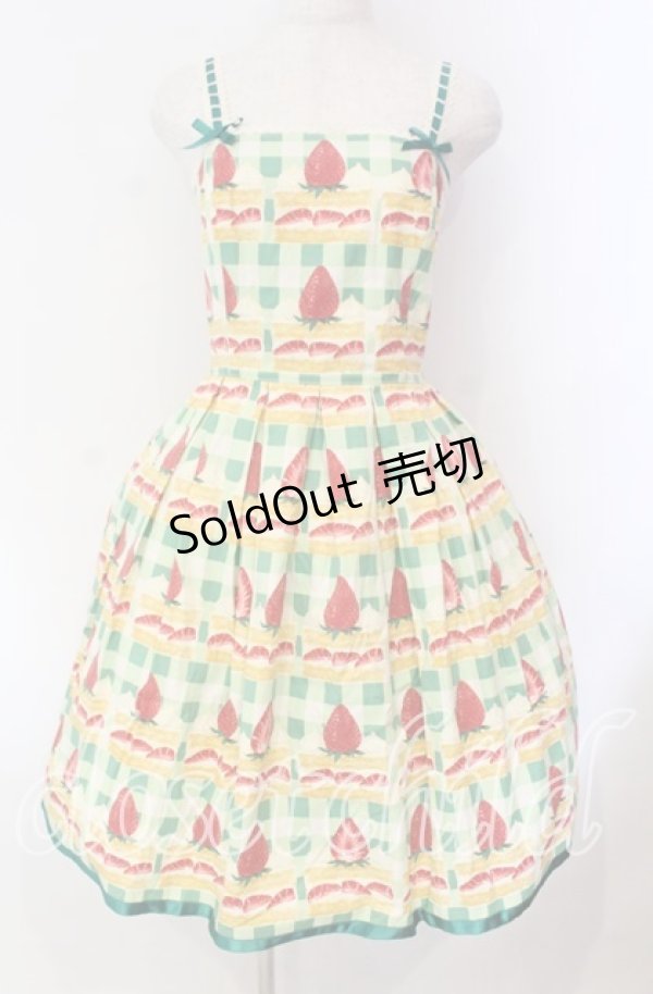 画像1: Emily Temple cute / ギンガムショートケーキノースリーブワンピース  グリーン O-25-11-08-015-ET-OP-IG-OS (1)