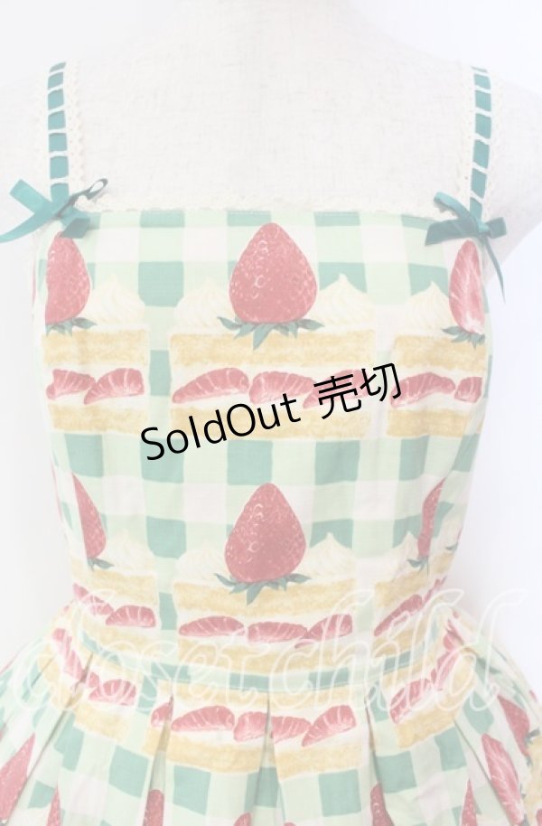 画像2: Emily Temple cute / ギンガムショートケーキノースリーブワンピース  グリーン O-25-11-08-015-ET-OP-IG-OS (2)