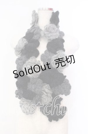 画像: PINK HOUSE / グラデーションフラワーモチーフモヘアストール  クロ O-25-11-10-001-LO-ZA-IG-OS