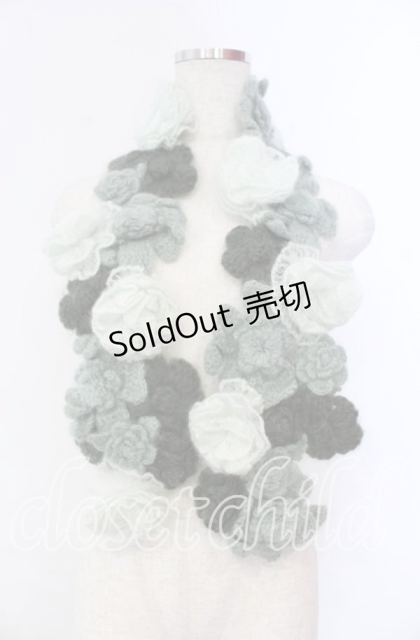 画像1: PINK HOUSE / グラデーションフラワーモチーフモヘアストール  グリーン O-25-11-10-006-LO-ZA-IG-OS (1)