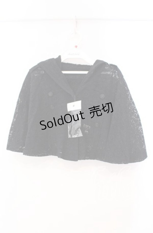 画像1: MIHO MATSUDA / フード付きレースケープ  ブラック O-25-11-10-039-GO-TO-OW-OS (1)