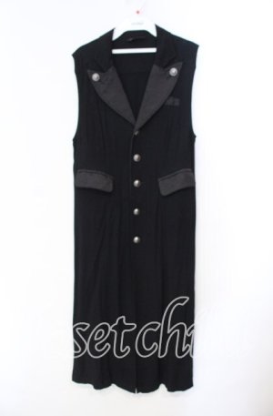 画像: ALGONQUINS / ジャガード切り替えロングジレ F ブラック O-25-11-10-040-AL-TO-OW-OS