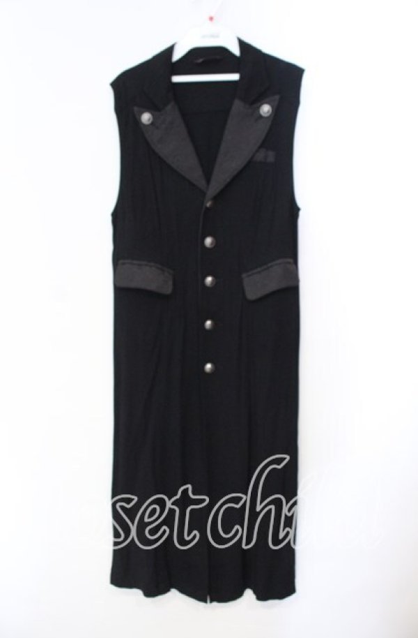 画像1: ALGONQUINS / ジャガード切り替えロングジレ F ブラック O-25-11-10-040-AL-TO-OW-OS (1)