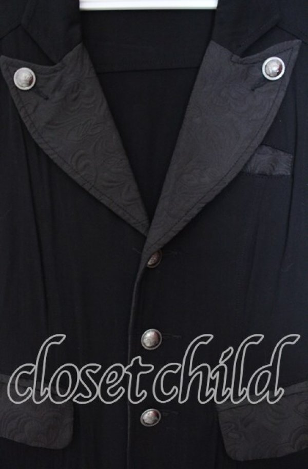 画像2: ALGONQUINS / ジャガード切り替えロングジレ F ブラック O-25-11-10-040-AL-TO-OW-OS (2)