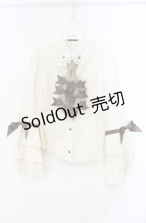 画像: ALICE and the PIRATES / Milky Rail Train ヨハンリボンブラウス  生成り×ブラウン O-25-11-10-042-PA-BL-IG-OS