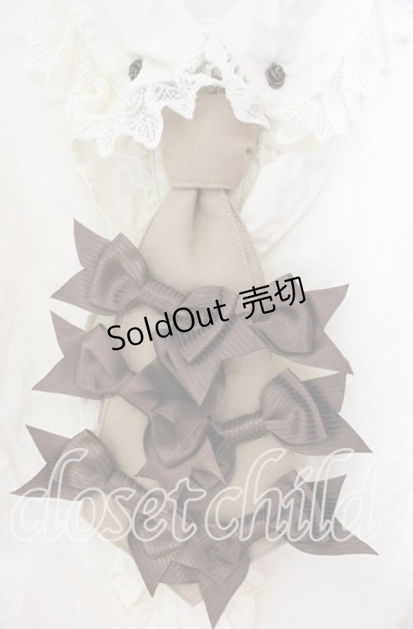 画像2: ALICE and the PIRATES / Milky Rail Train ヨハンリボンブラウス  生成り×ブラウン O-25-11-10-042-PA-BL-IG-OS (2)