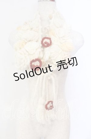 画像: PINK HOUSE / フラワーモチーフモヘアティペット  シロ O-25-11-10-007-LO-ZA-IG-OS