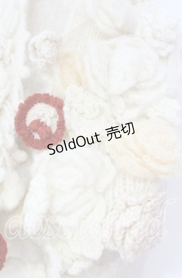 画像2: PINK HOUSE / フラワーモチーフモヘアティペット  シロ O-25-11-10-007-LO-ZA-IG-OS (2)
