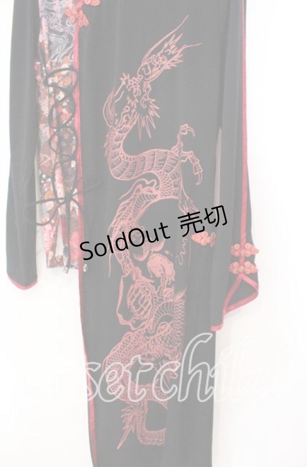 画像3: Qutie Frash / 和柄チャイナカットソー  レッド×ブラック O-25-11-10-050-QU-TO-IG-OS (3)