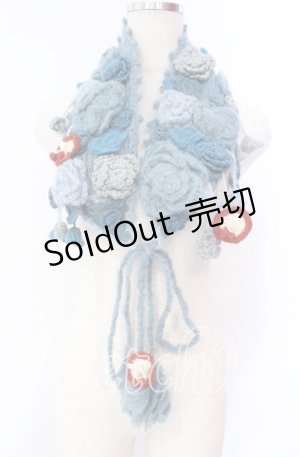 画像: PINK HOUSE / フラワーモチーフモヘアティペット  ブルー O-25-11-10-009-LO-ZA-IG-OS