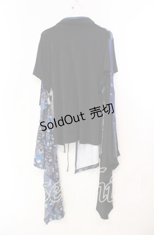 画像4: Qutie Frash / チャイナ着物袖カットソー  ブルー×ブラック O-25-11-10-054-QU-TO-IG-OS (4)