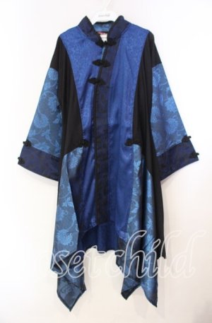 画像: Qutie Frash / 着物チャイナチュニック  ブルー O-25-11-10-055-QU-TO-IG-OS